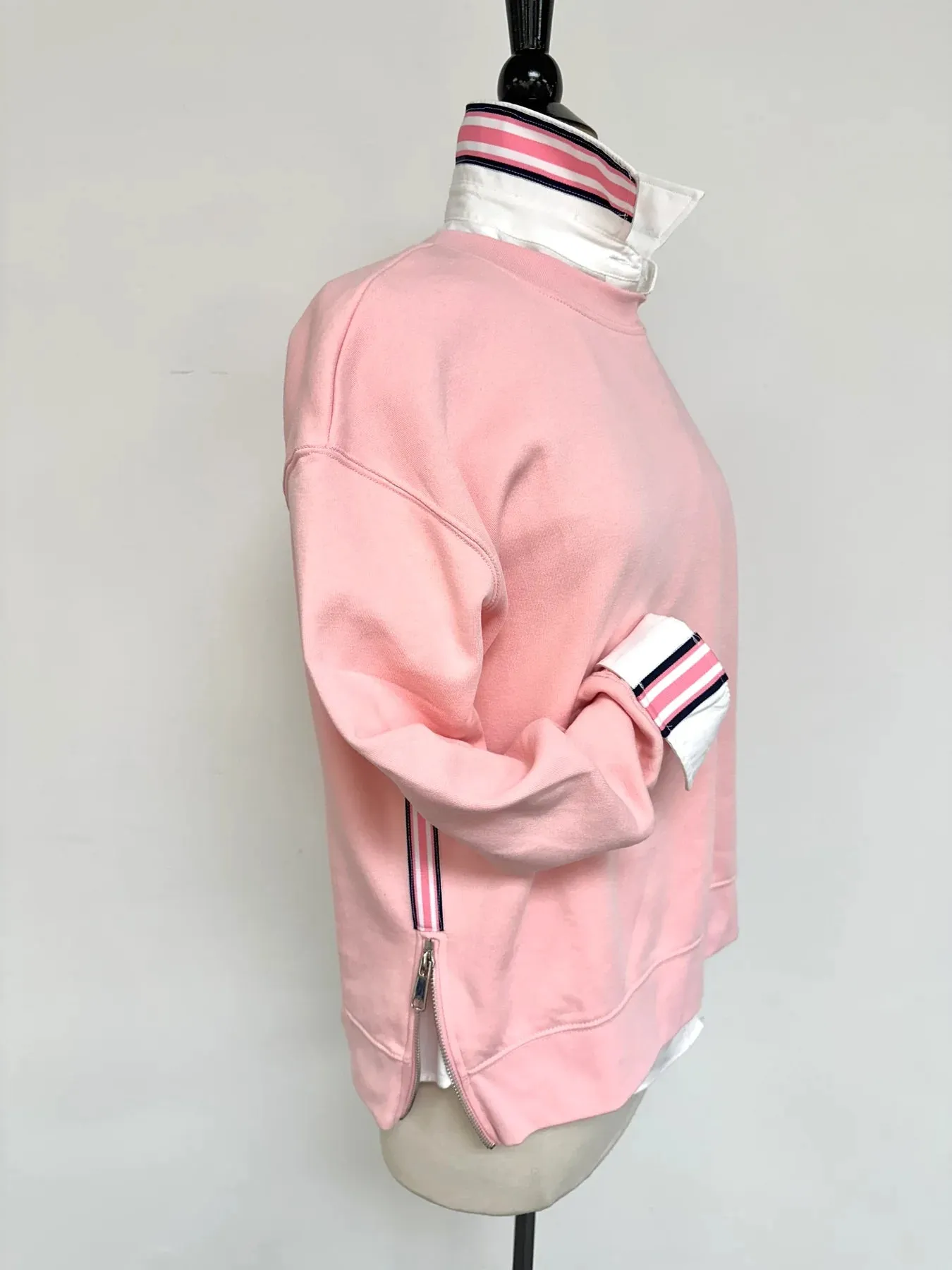 Pearly Vine Danny Sweatshirt-Pink W/Navy, White, & Pink Ribbon