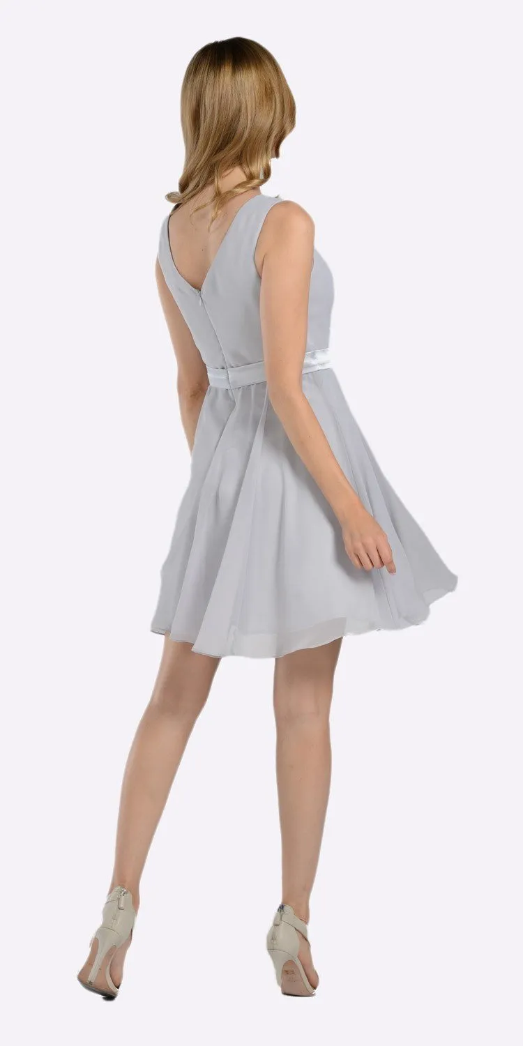 Poly USA 7290 Modest Chiffon Dress Knee Length A Line