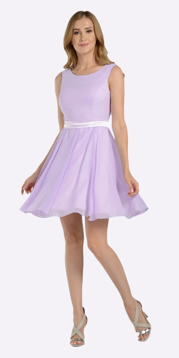 Poly USA 7290 Modest Chiffon Dress Knee Length A Line