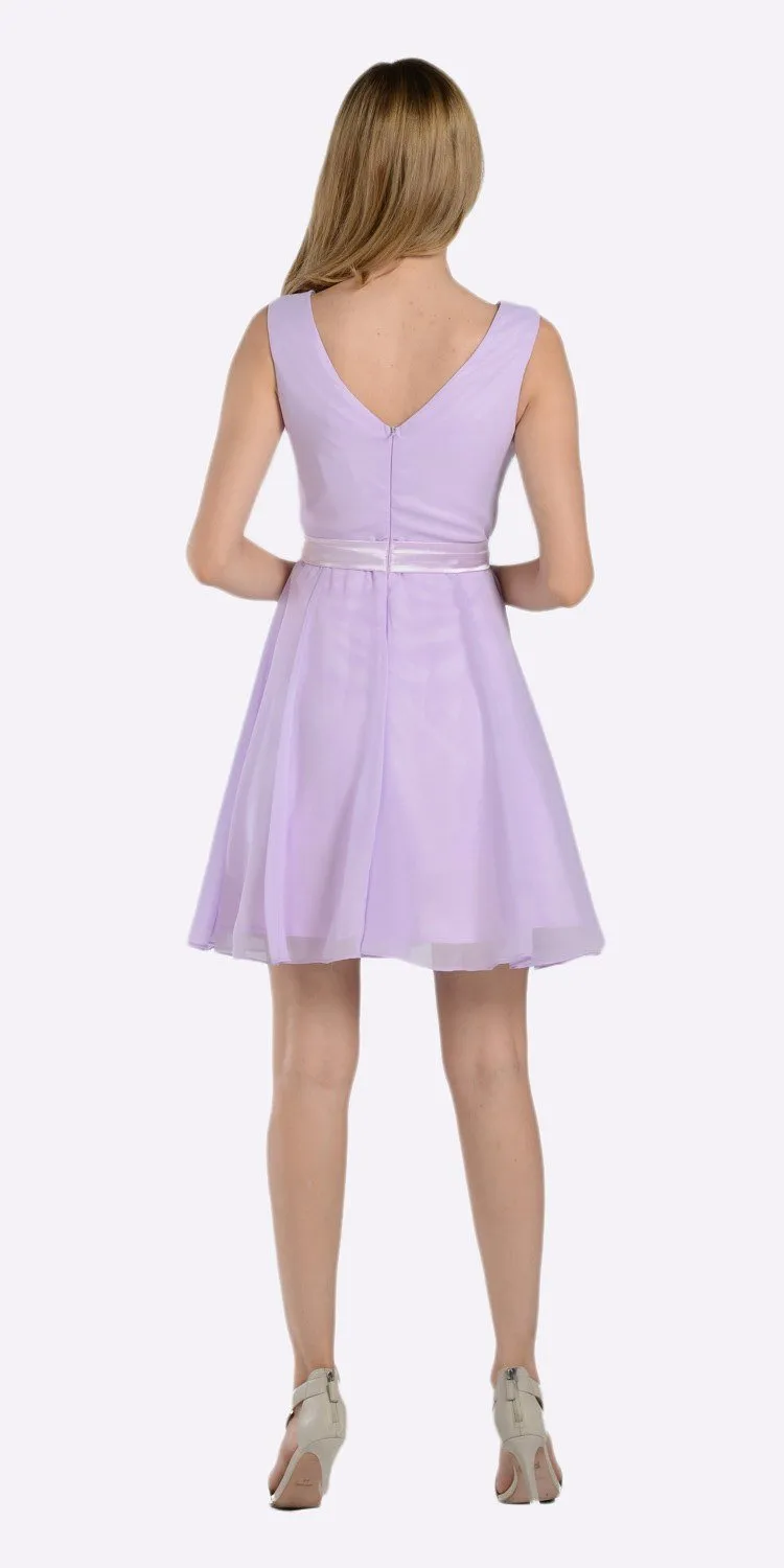 Poly USA 7290 Modest Chiffon Dress Knee Length A Line