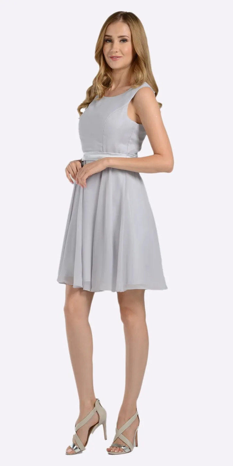 Poly USA 7290 Modest Chiffon Dress Knee Length A Line