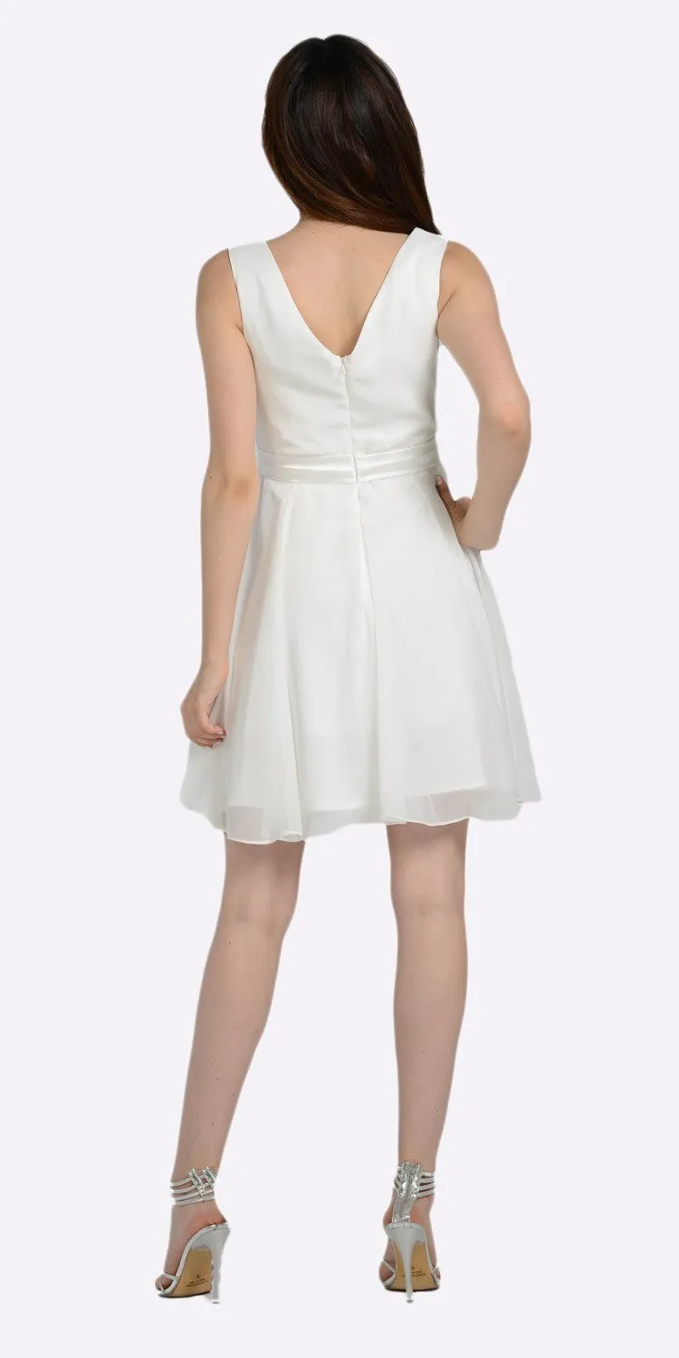 Poly USA 7290 Modest Chiffon Dress Knee Length A Line