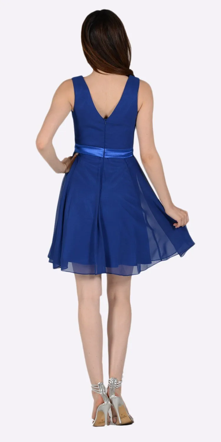 Poly USA 7290 Modest Chiffon Dress Knee Length A Line