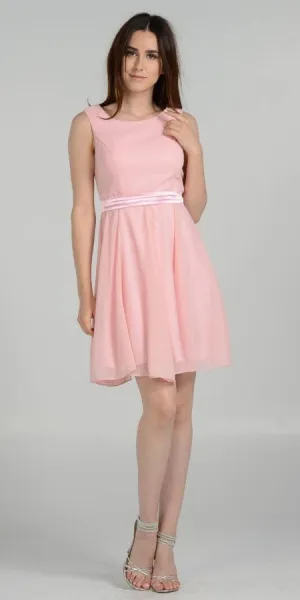 Poly USA 7290 Modest Chiffon Dress Knee Length A Line
