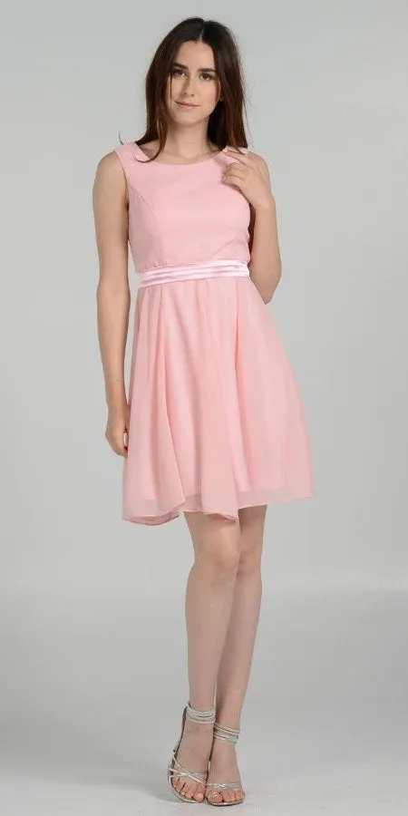 Poly USA 7290 Modest Chiffon Dress Knee Length A Line