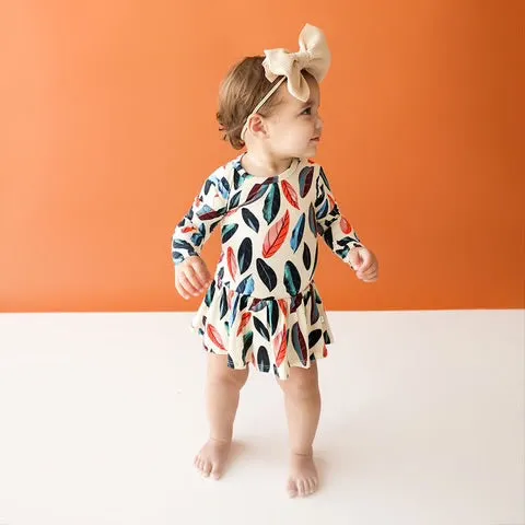 Posh Peanut Long Sleeve Basic Twirl Skirt Bodysuit in Casper