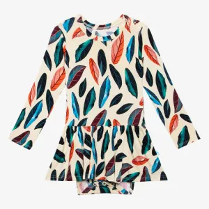Posh Peanut Long Sleeve Basic Twirl Skirt Bodysuit in Casper