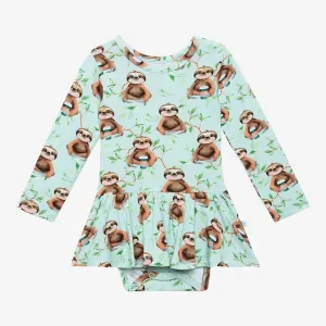 Posh Peanut Normandie-L/S Basic Twirl Skirt Bodysuit    Sage