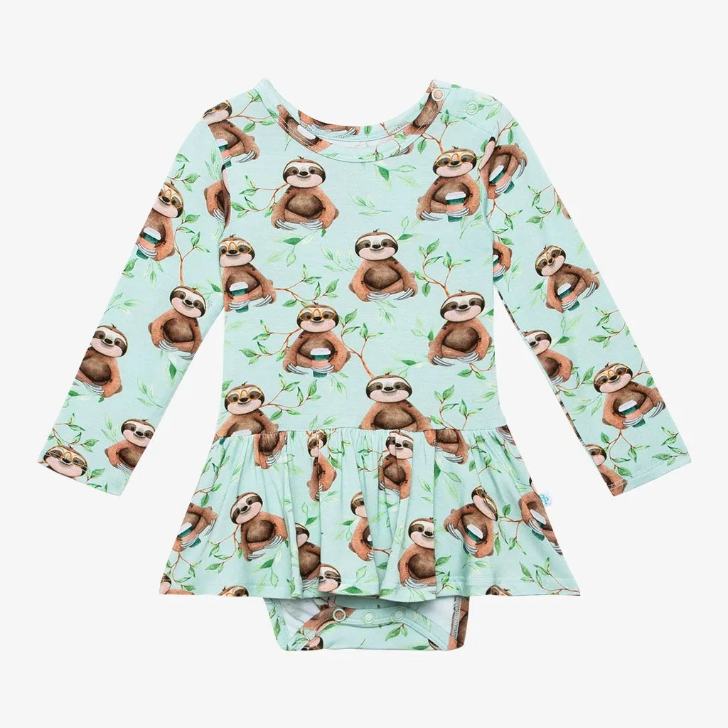 Posh Peanut Normandie-L/S Basic Twirl Skirt Bodysuit    Sage