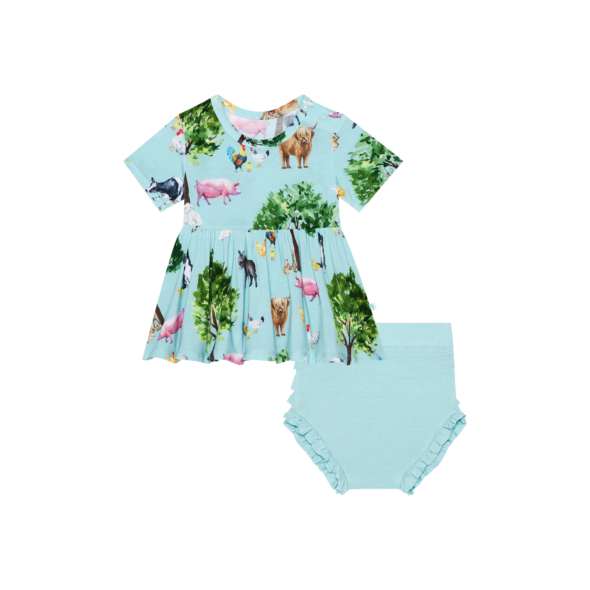 Posh Peanut Short Sleeve Basic Peplum Top & Bloomer Set in Brayden