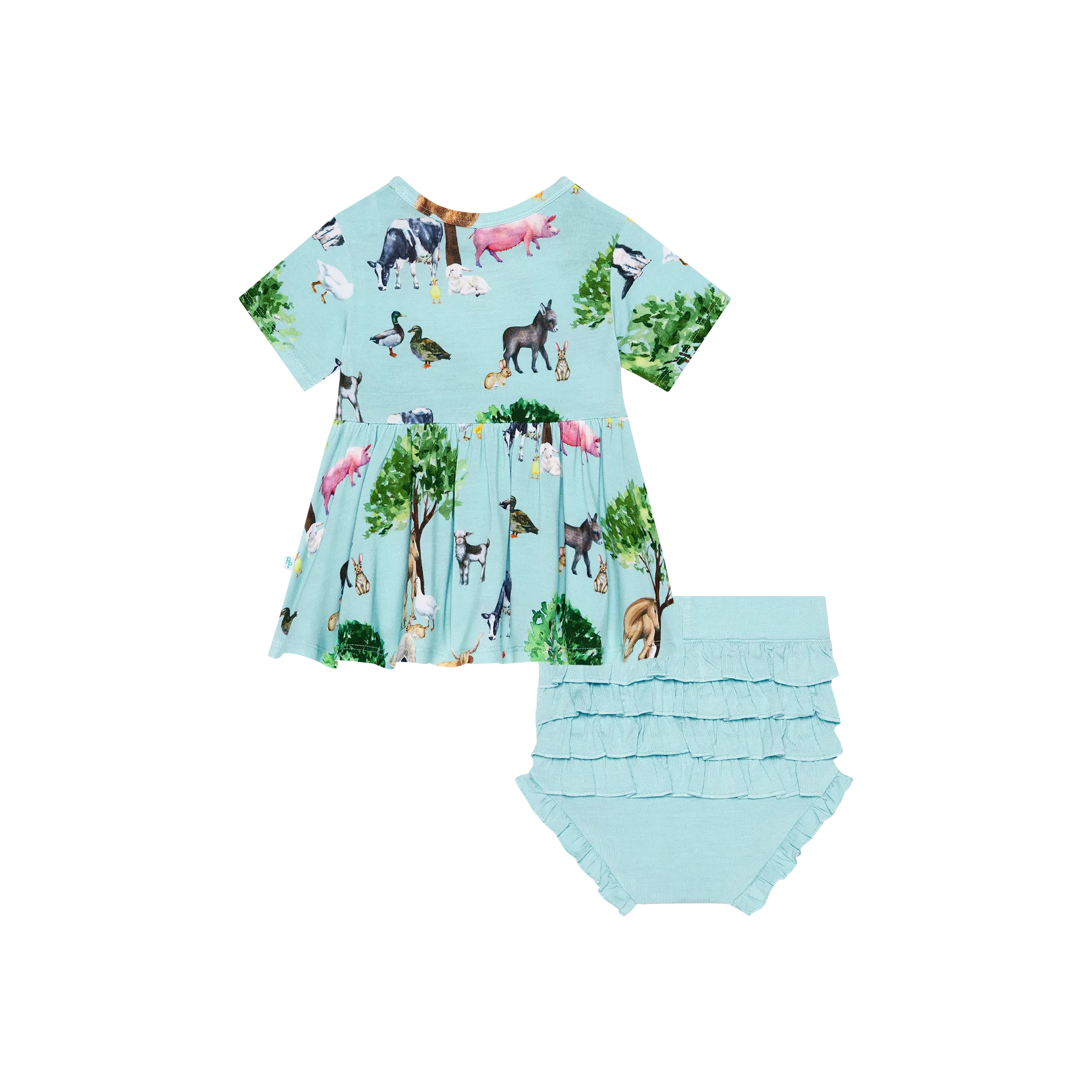Posh Peanut Short Sleeve Basic Peplum Top & Bloomer Set in Brayden