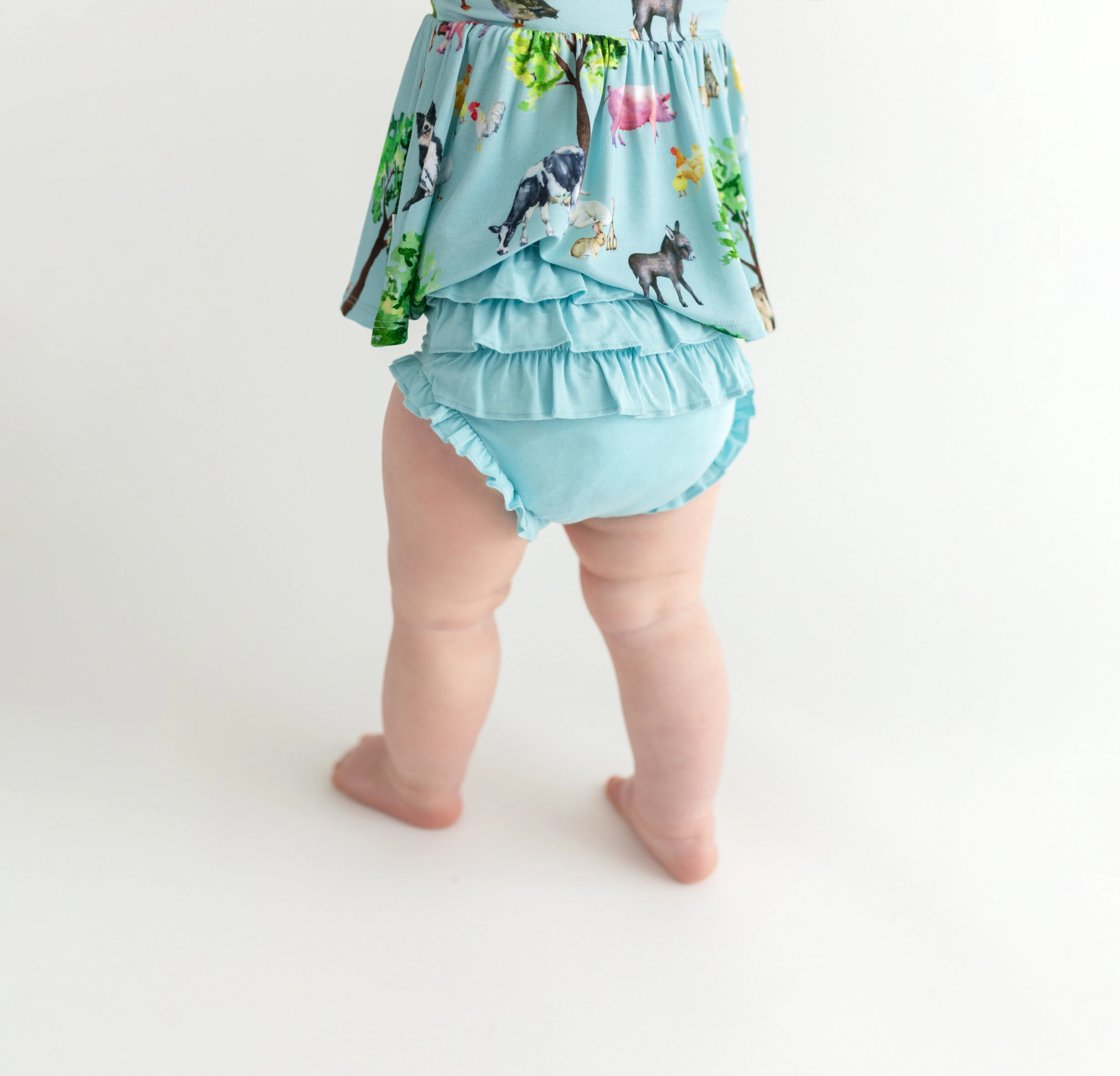Posh Peanut Short Sleeve Basic Peplum Top & Bloomer Set in Brayden