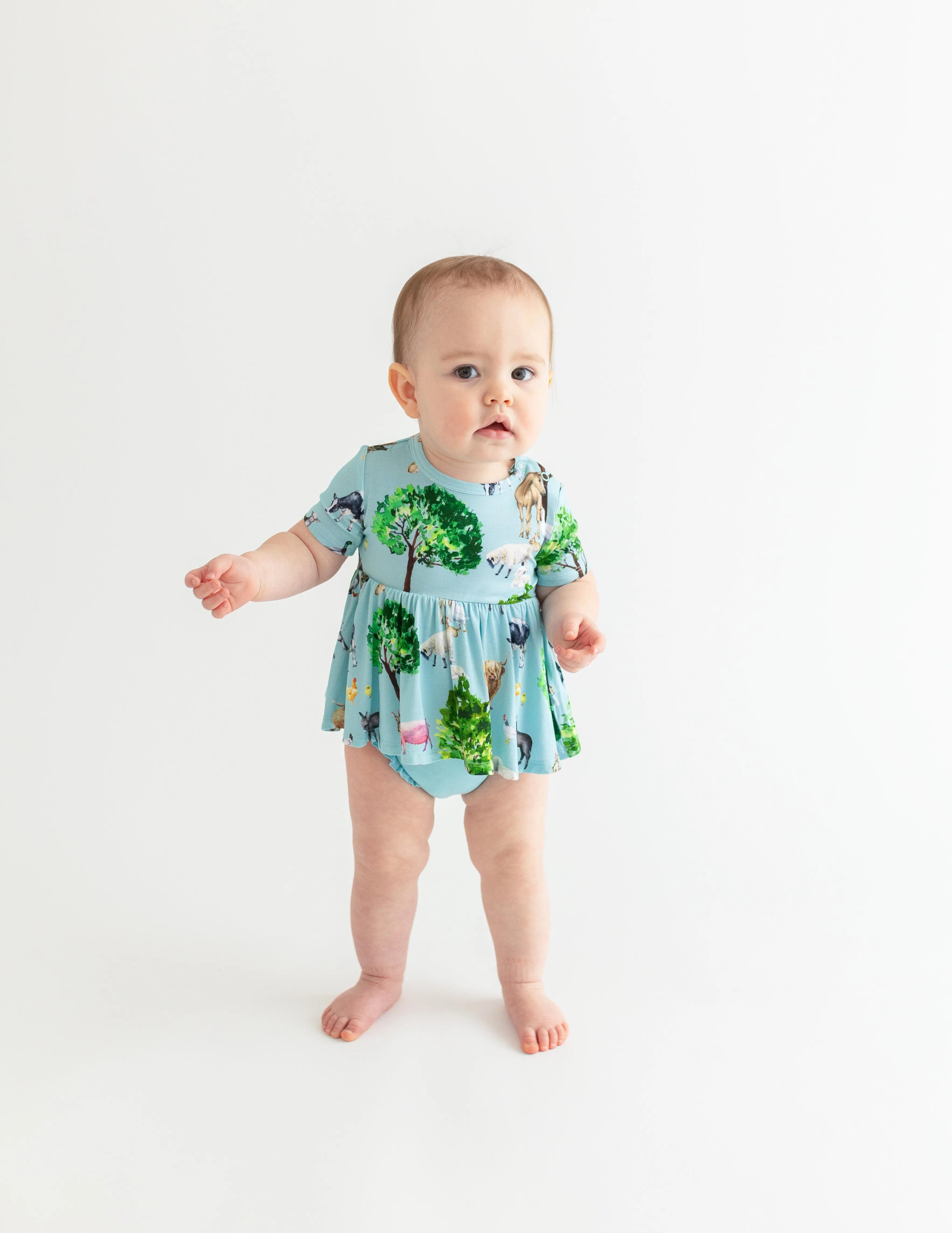 Posh Peanut Short Sleeve Basic Peplum Top & Bloomer Set in Brayden