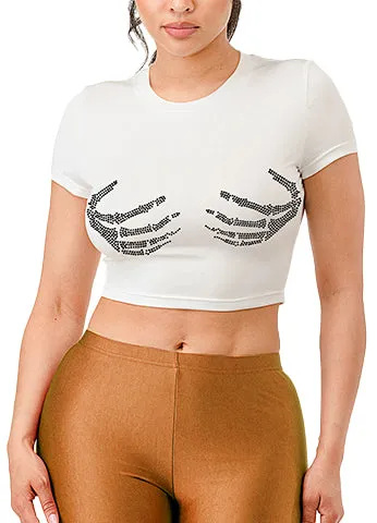 RHINESTONE CROP T SHIRTS(MMT2004) <Bundle>