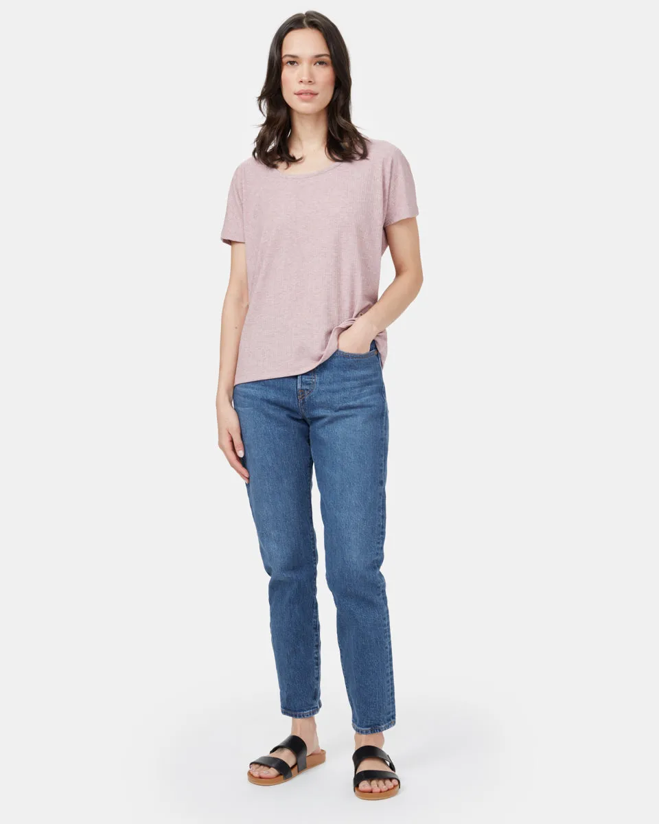 Ribbed Scoop Neck T-Shirt