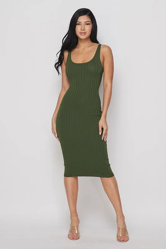 RIBBED TANK MIDI DRESS- HOEA21147