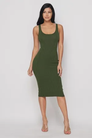 RIBBED TANK MIDI DRESS- HOEA21147