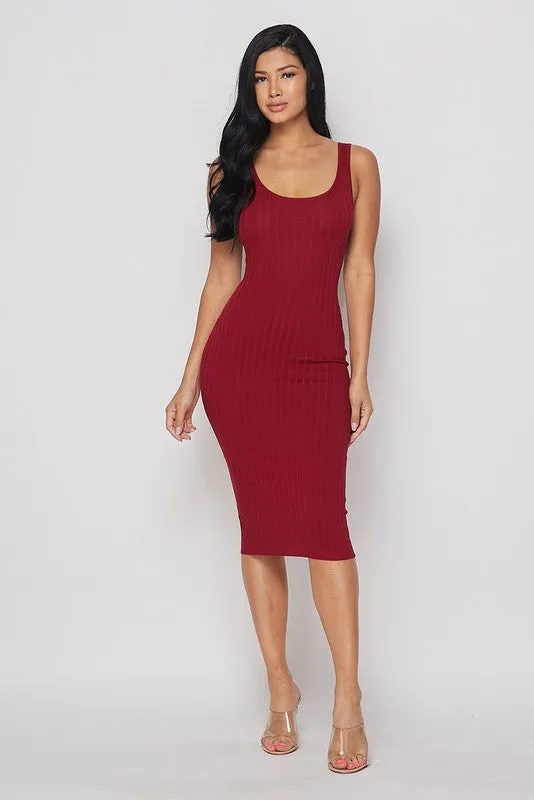 RIBBED TANK MIDI DRESS- HOEA21147