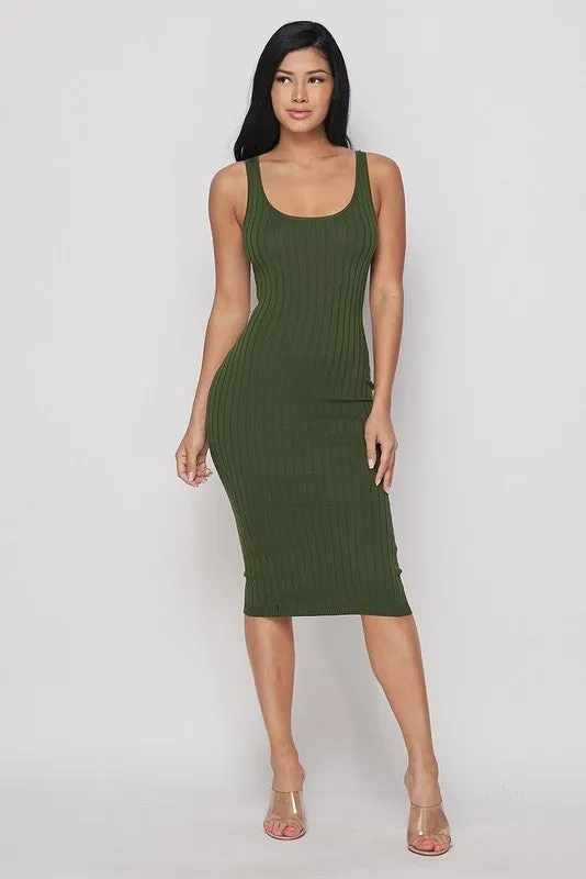 RIBBED TANK MIDI DRESS- HOEA21147