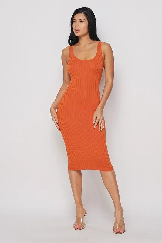 RIBBED TANK MIDI DRESS- HOEA21147