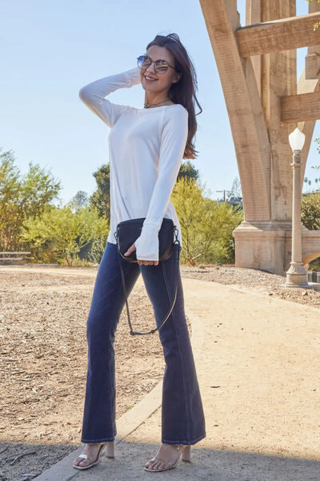 Round Neck Thumbhole Long Sleeve T-Shirt
