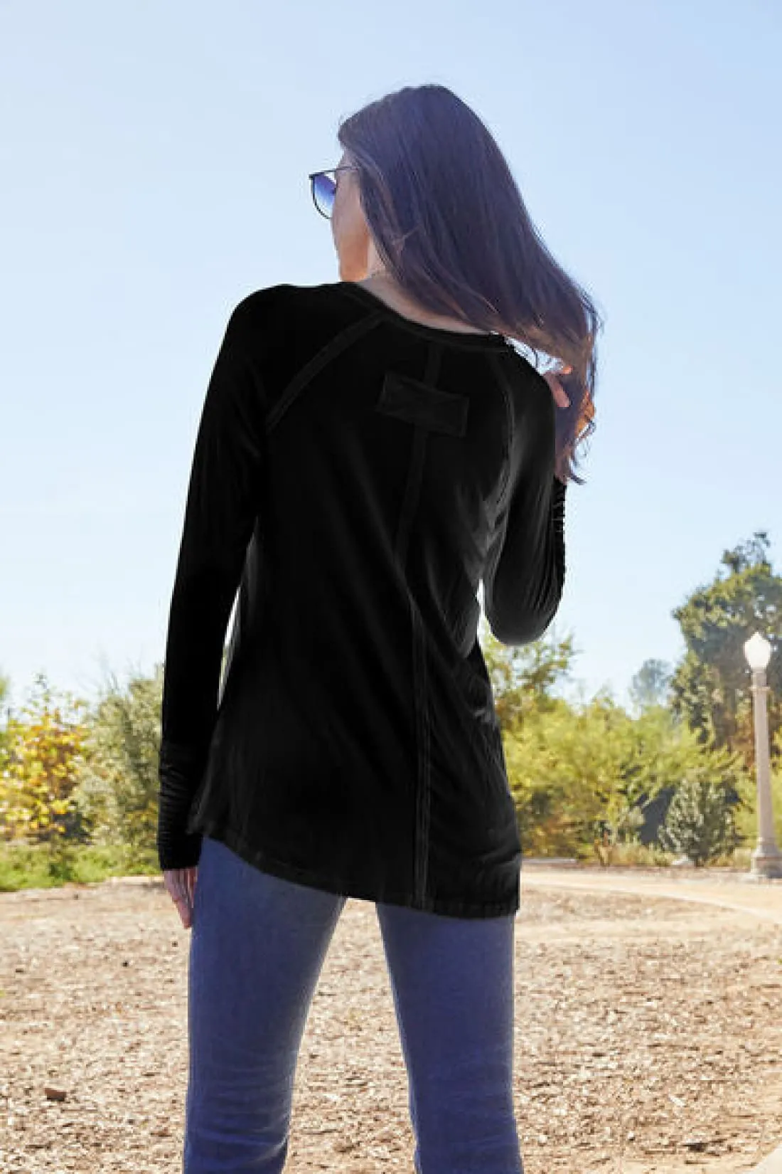 Round Neck Thumbhole Long Sleeve T-Shirt