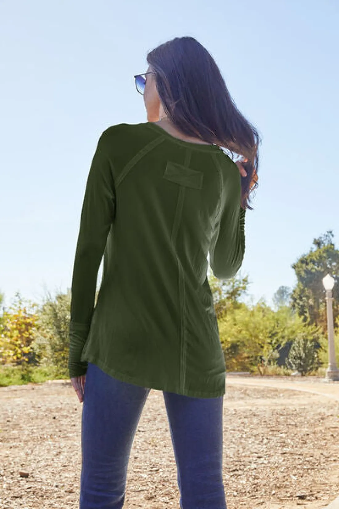 Round Neck Thumbhole Long Sleeve T-Shirt
