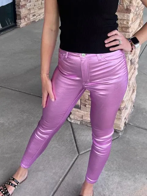Roxie Lilac High-Rise Metallic Skinny Jean