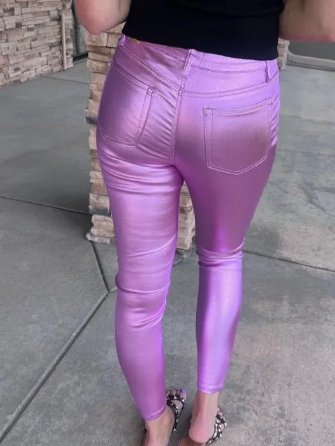 Roxie Lilac High-Rise Metallic Skinny Jean