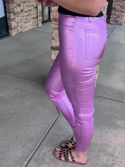 Roxie Lilac High-Rise Metallic Skinny Jean