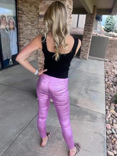 Roxie Lilac High-Rise Metallic Skinny Jean