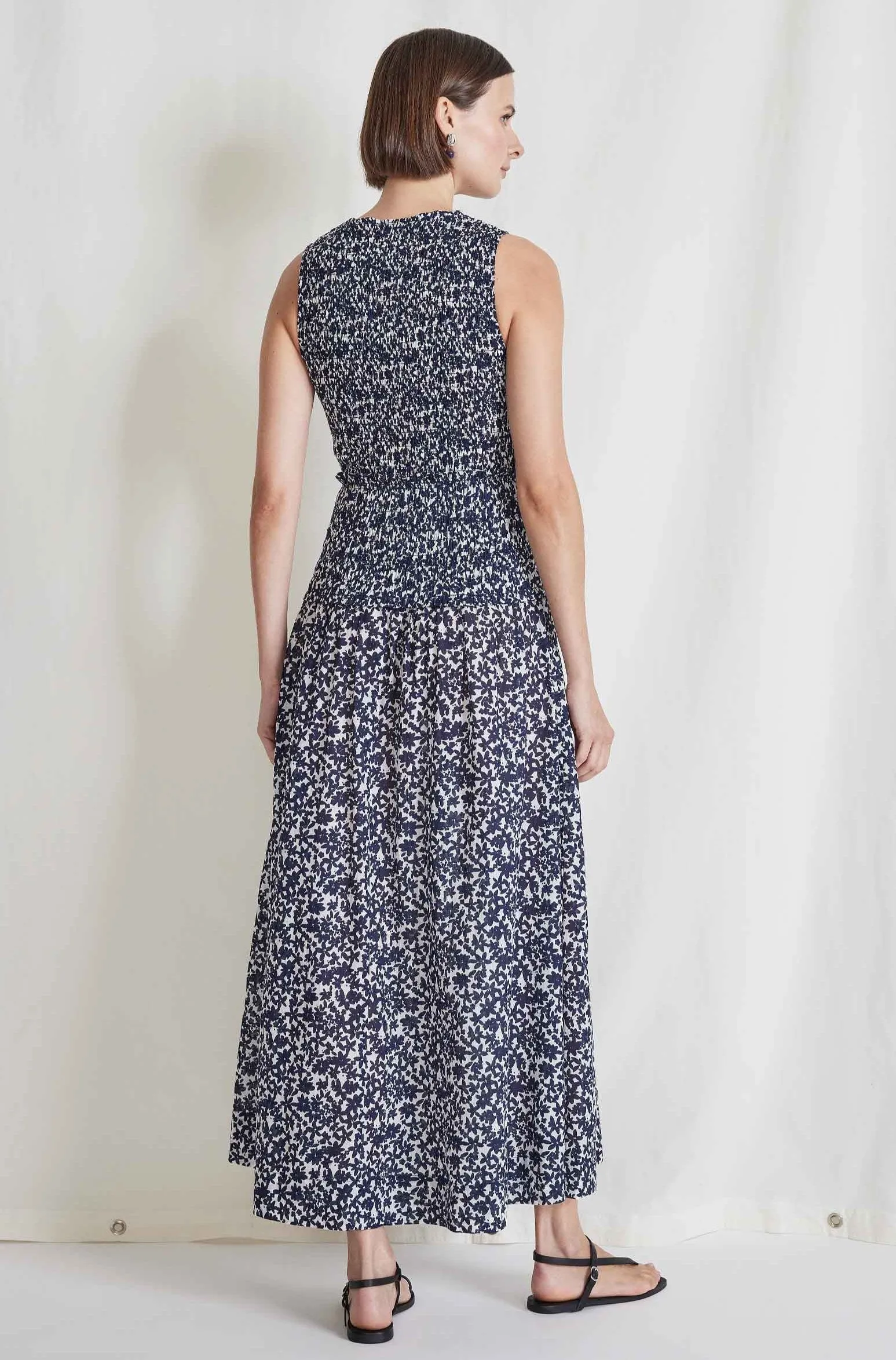 Siempre Tank Maxi Dress, Floral Navy