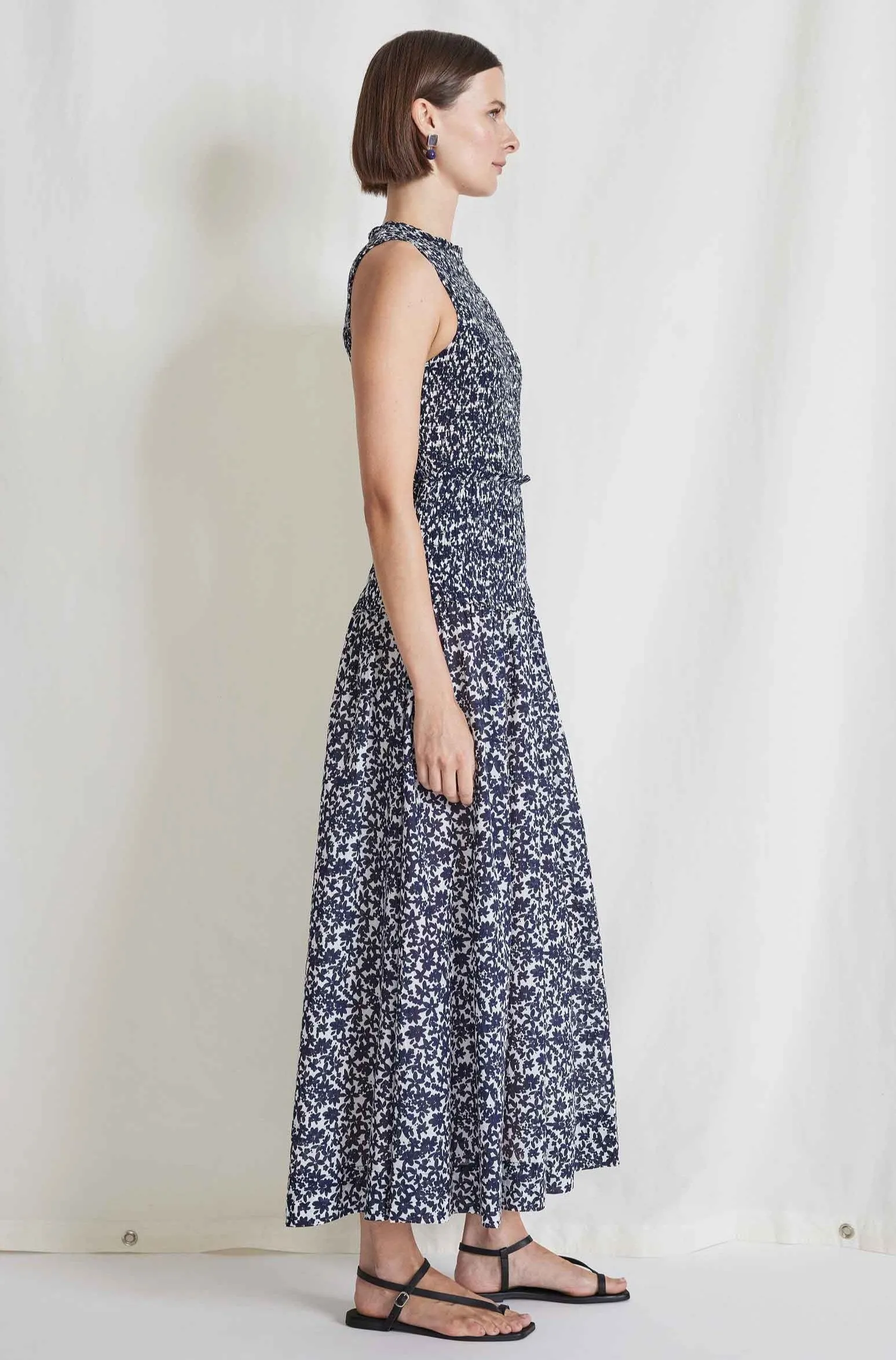 Siempre Tank Maxi Dress, Floral Navy