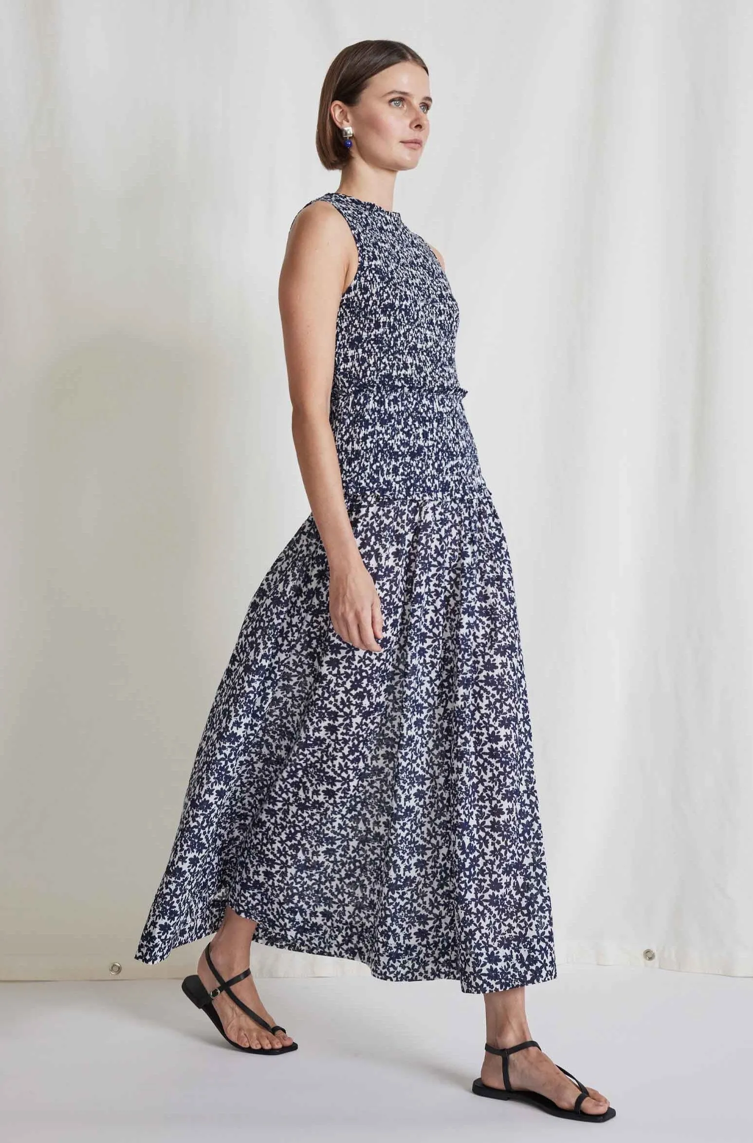 Siempre Tank Maxi Dress, Floral Navy