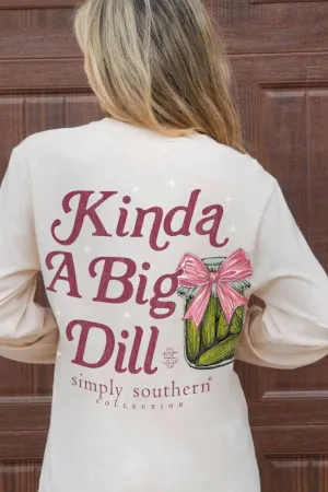Simply Southern Long Sleeve Big Dill T-Shirt for Women in Whisper White | LS-BIGDILL-WHISPER
