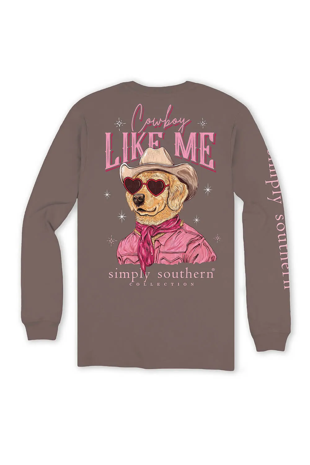 Simply Southern Long Sleeve Cowboy Like Me Dog T-Shirt for Women in Mocha | LS-LIKEME-MOCHA