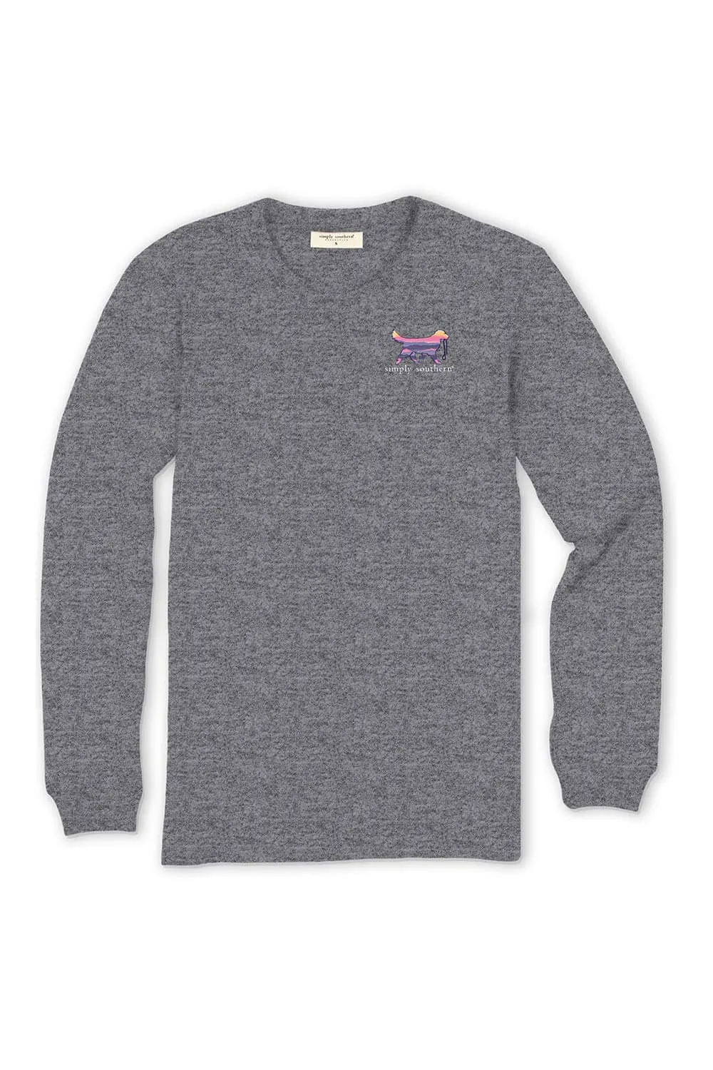 Simply Southern Long Sleeve Dog Live Life Simply T-Shirt for Women in Charcoal Heather | LS-SMPDOG-CHARCOALHTHR
