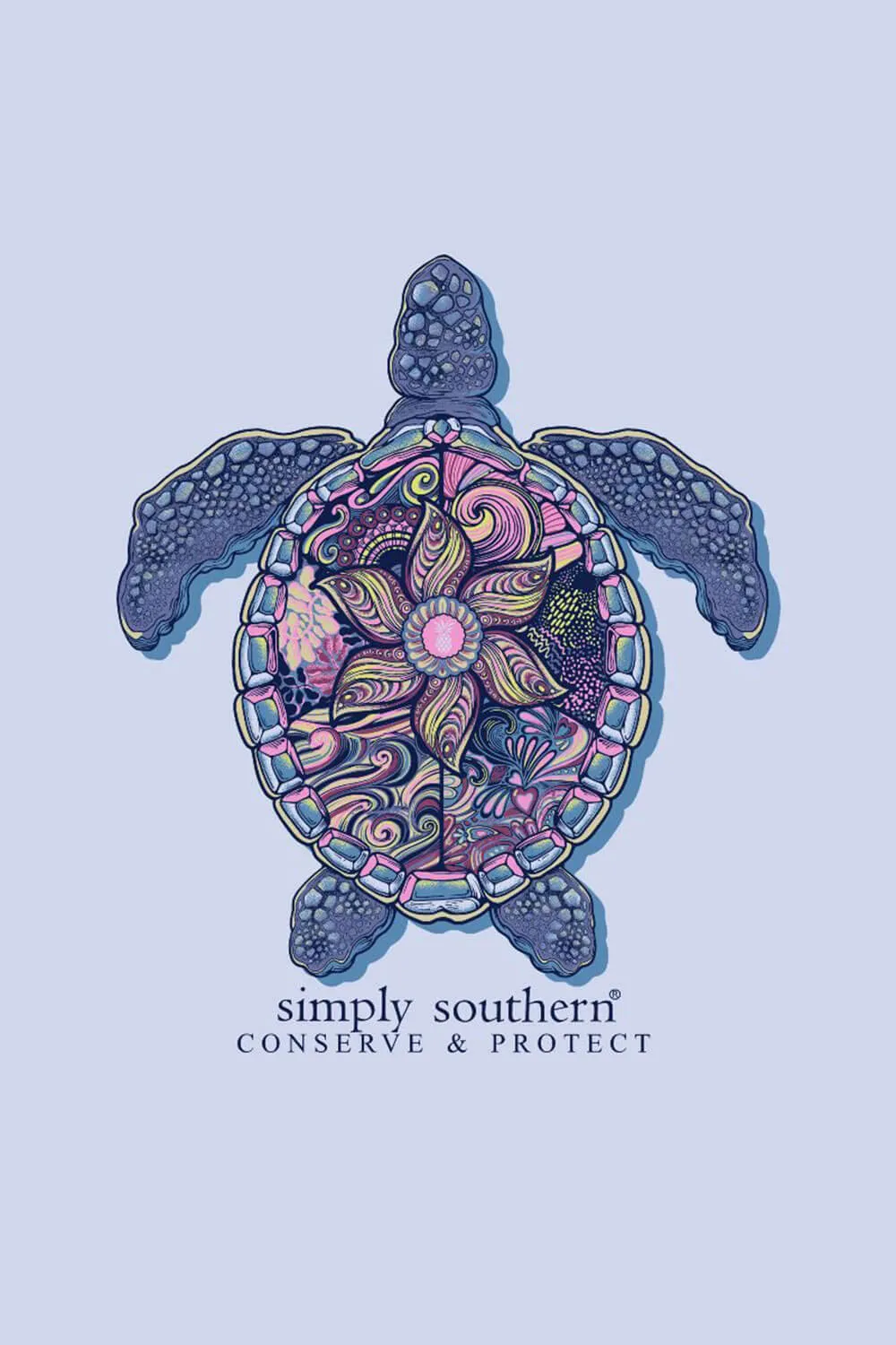 Simply Southern Long Sleeve Mandala Turtle Tracking T-shirt for Women in Carolina Blue | LS-TRACKT4-MNDLA-CAROBLU