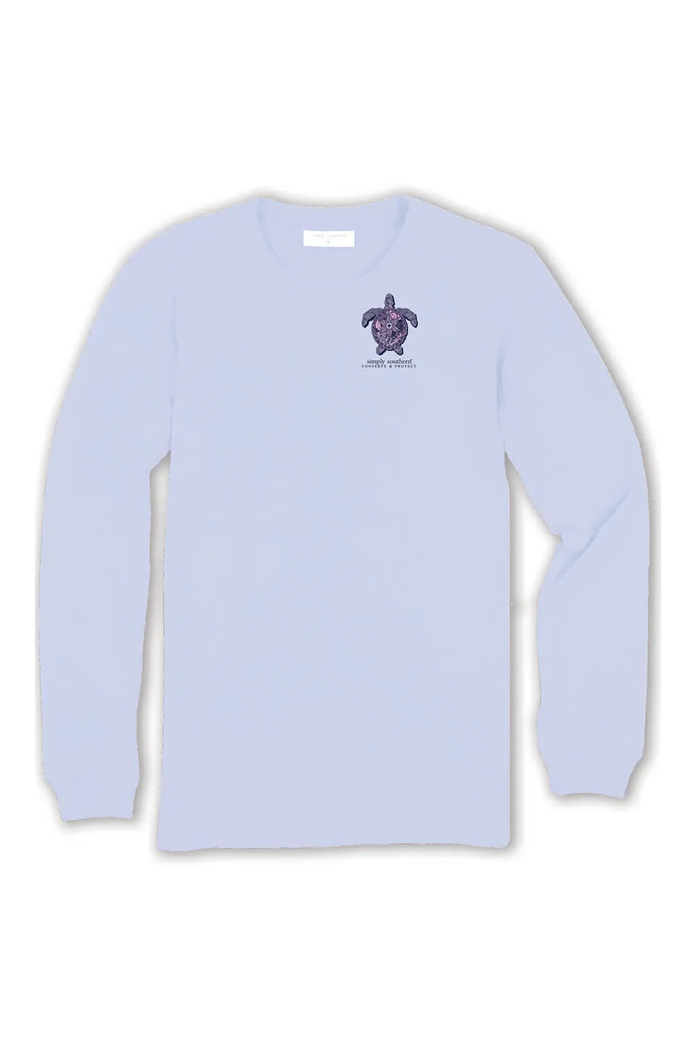 Simply Southern Long Sleeve Mandala Turtle Tracking T-shirt for Women in Carolina Blue | LS-TRACKT4-MNDLA-CAROBLU