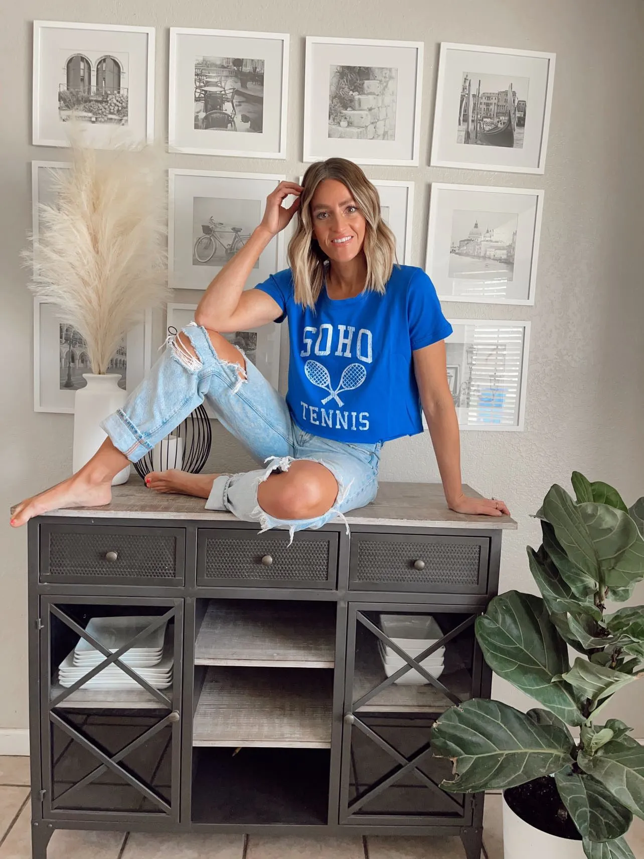 SOHO Tennis Graphic Cropped Tee