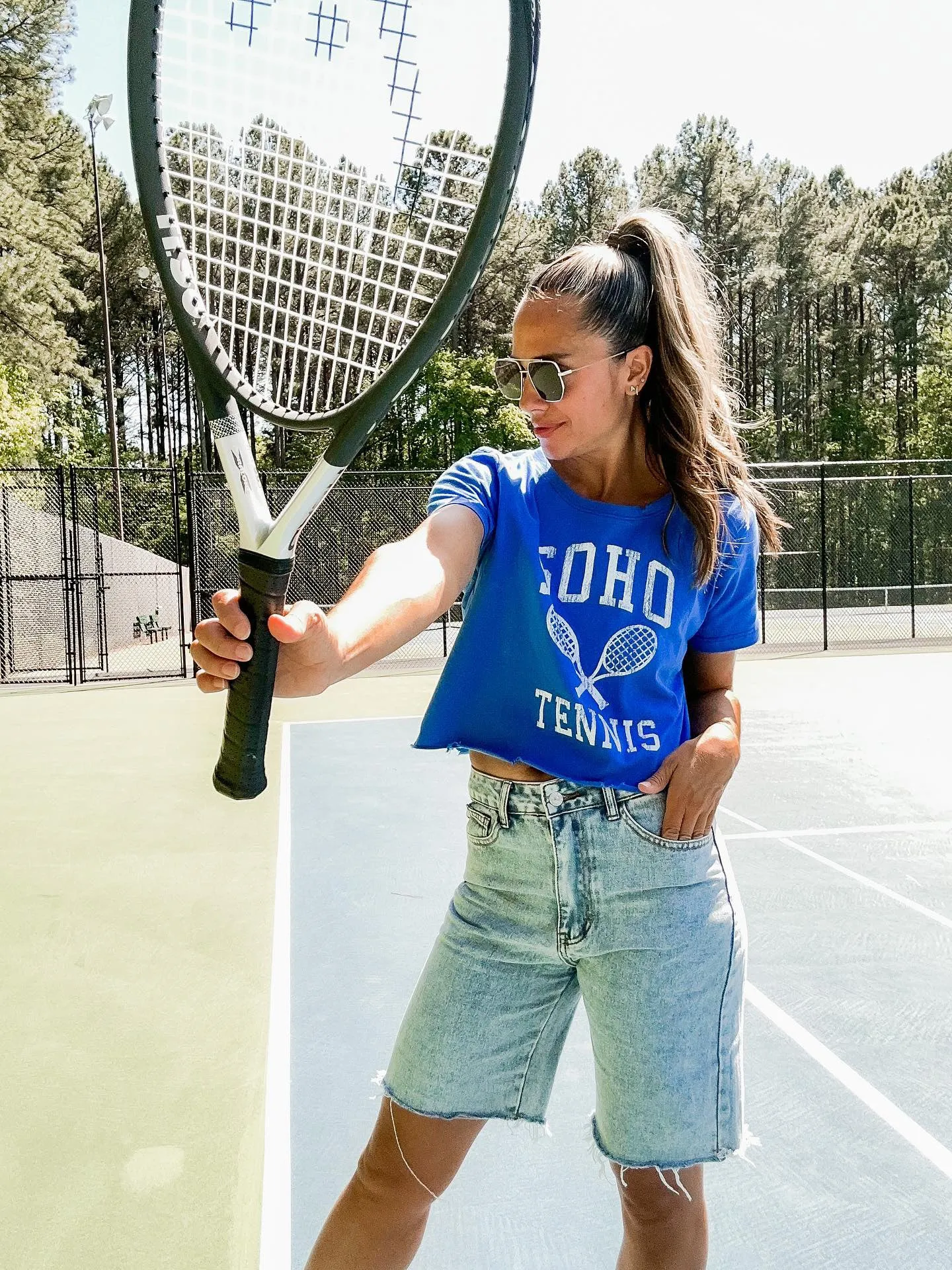 SOHO Tennis Graphic Cropped Tee