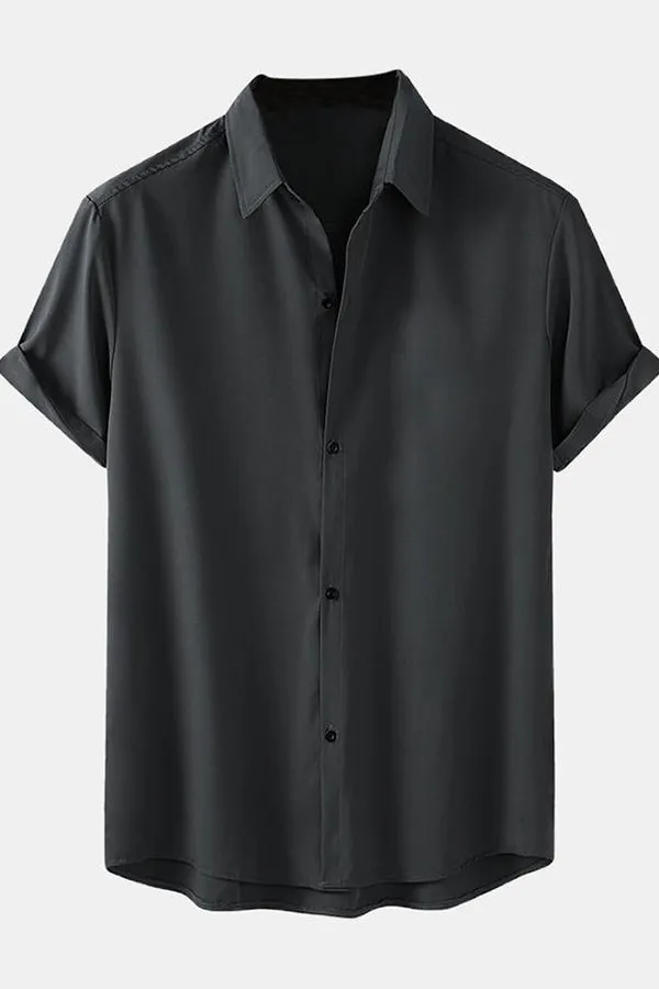 Solid Color Lapel Basic Shirts