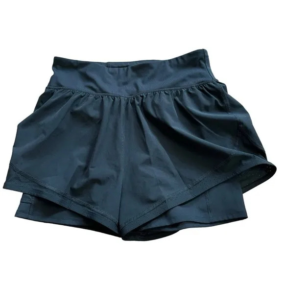 Spanx Get Moving Shorts Black Layered Running HIIT Workout Women’s M CrossFit