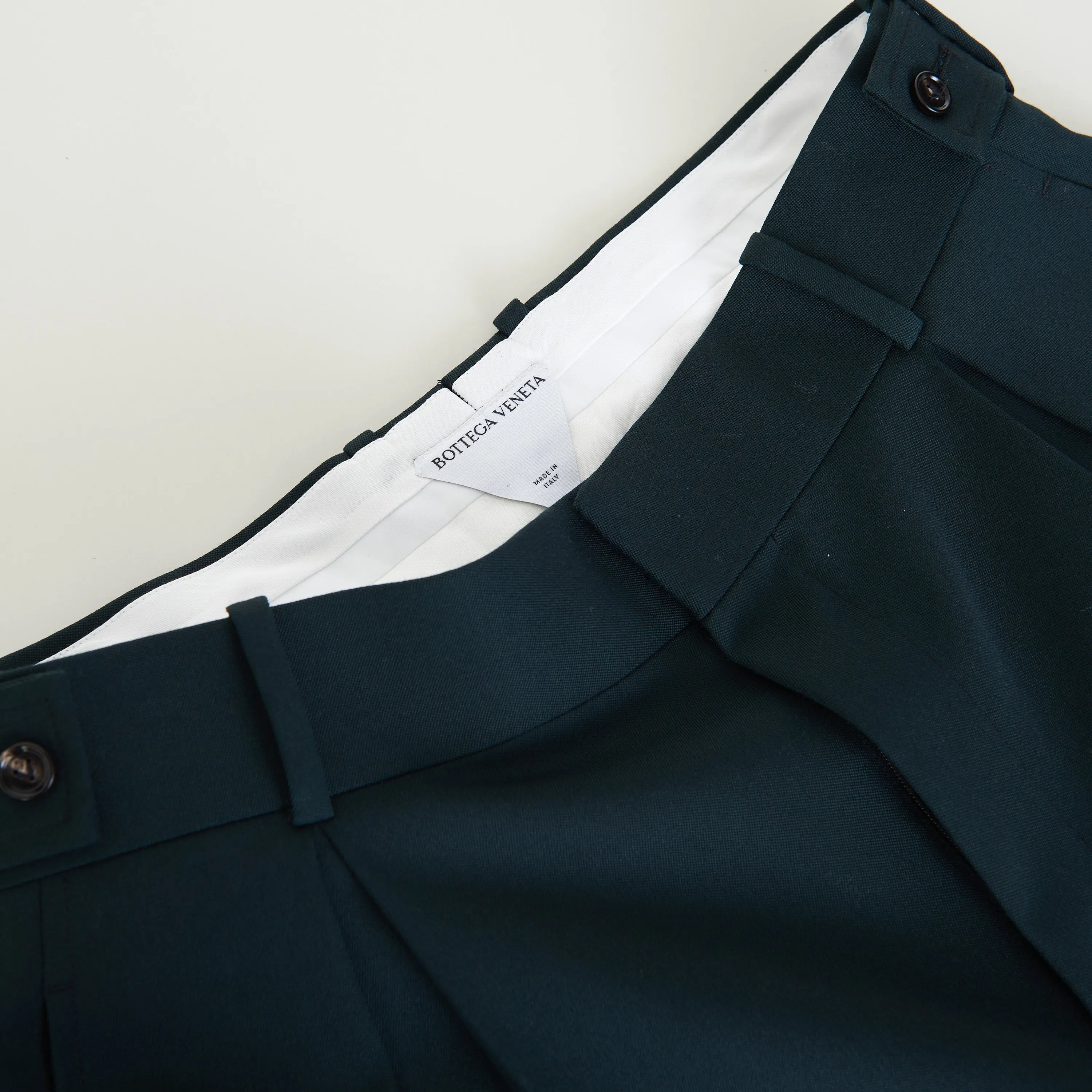 Stretch Grain De Poudre Tapered Trousers Pants In Inkwell Green