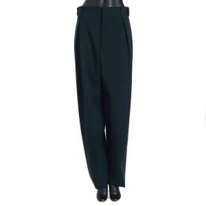 Stretch Grain De Poudre Tapered Trousers Pants In Inkwell Green
