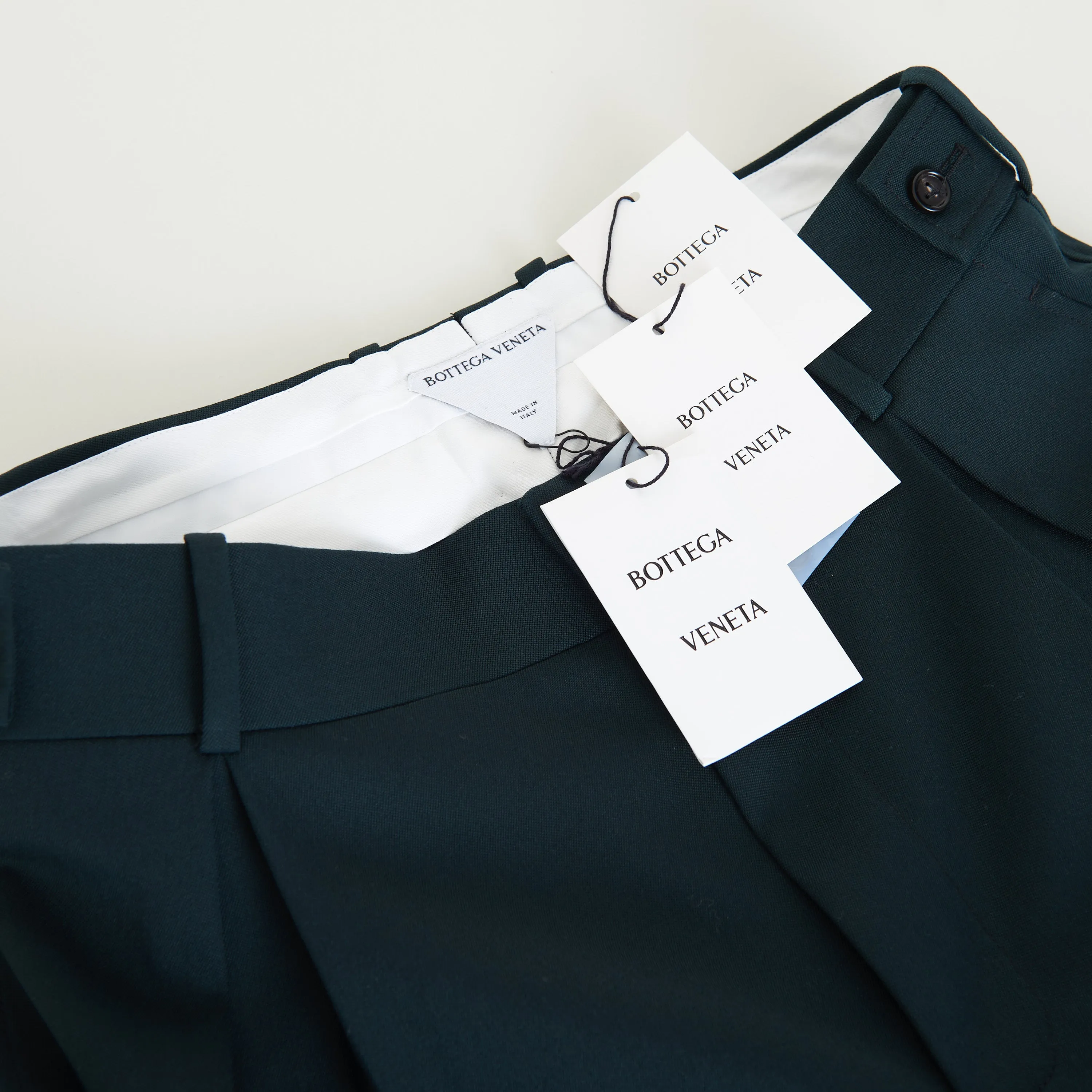 Stretch Grain De Poudre Tapered Trousers Pants In Inkwell Green