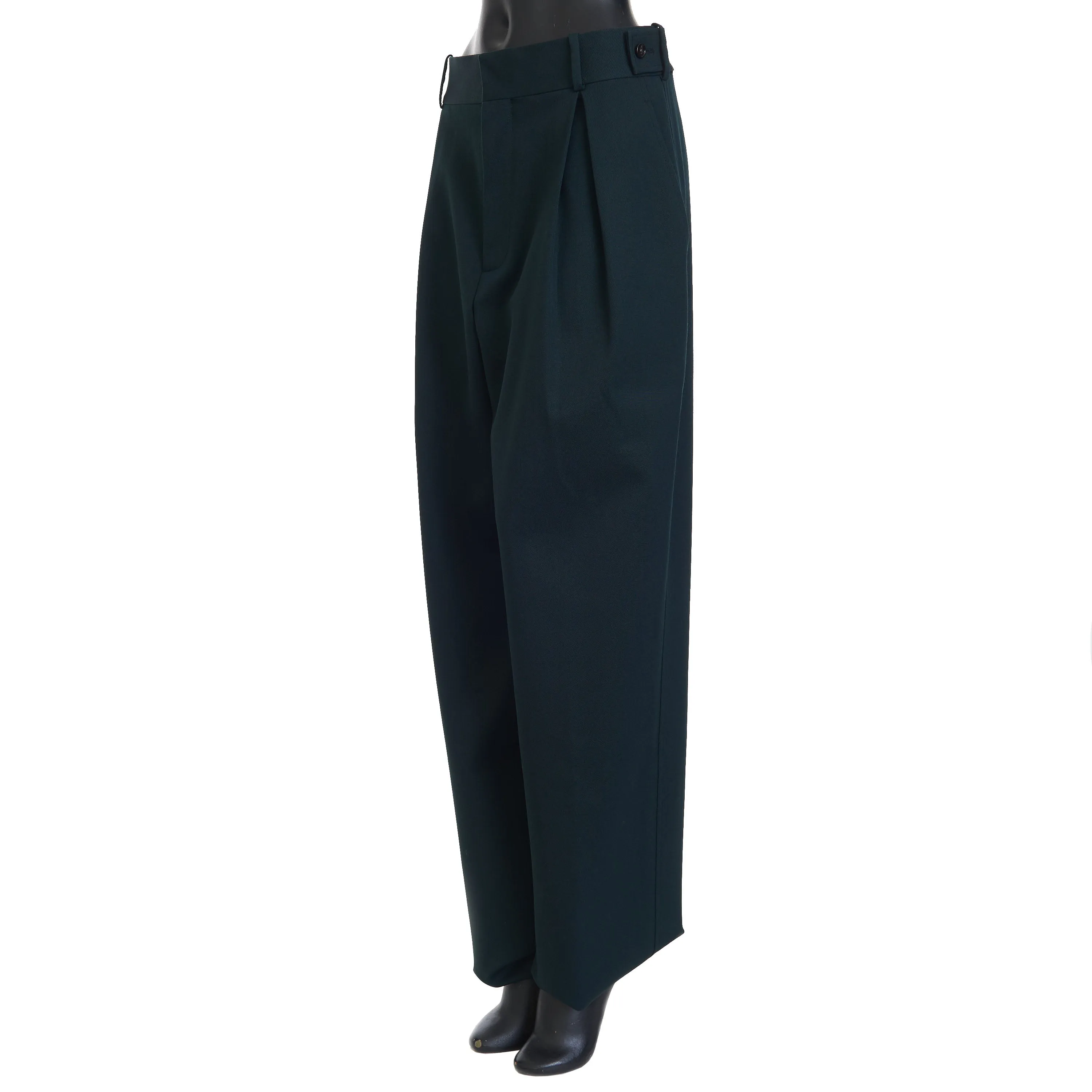 Stretch Grain De Poudre Tapered Trousers Pants In Inkwell Green
