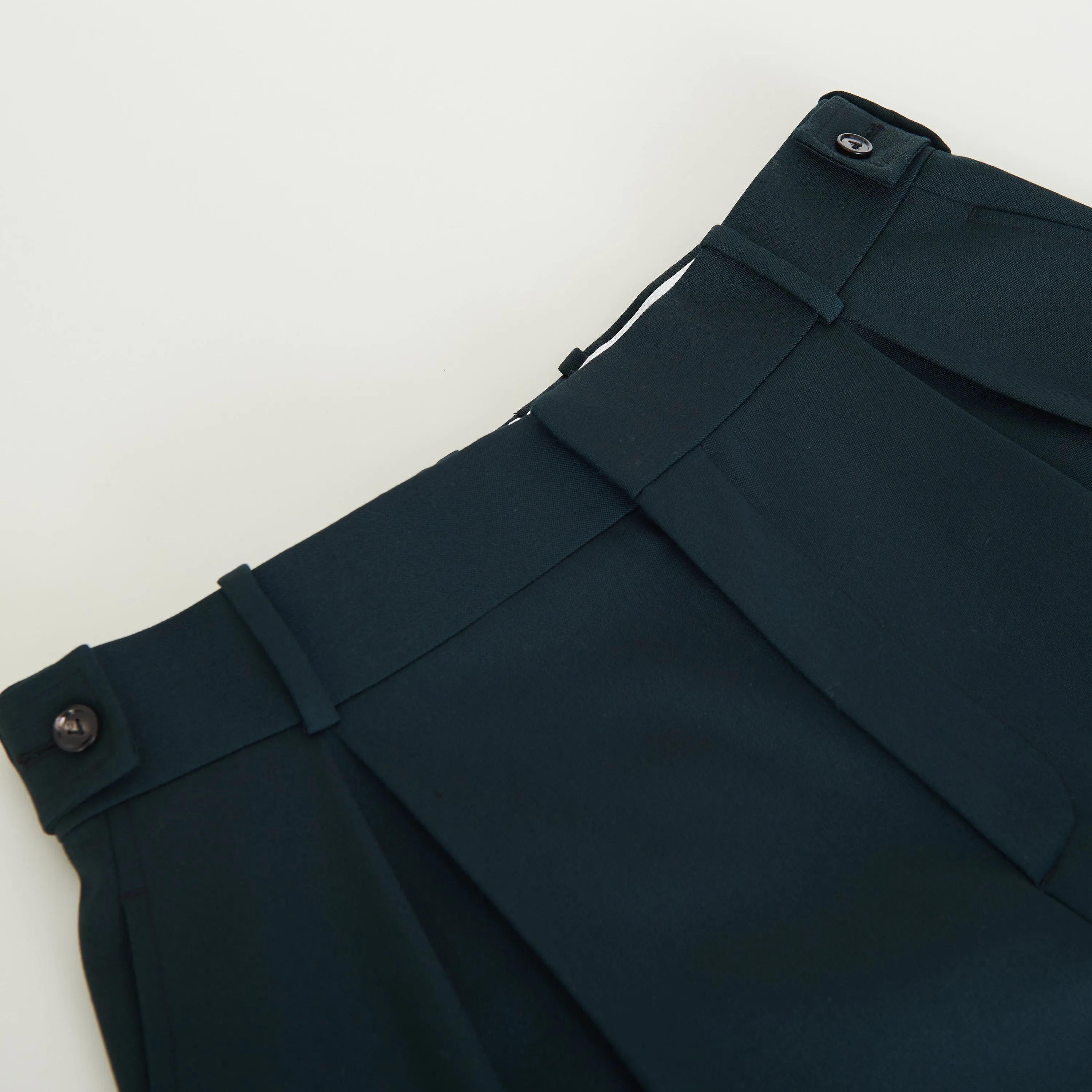 Stretch Grain De Poudre Tapered Trousers Pants In Inkwell Green