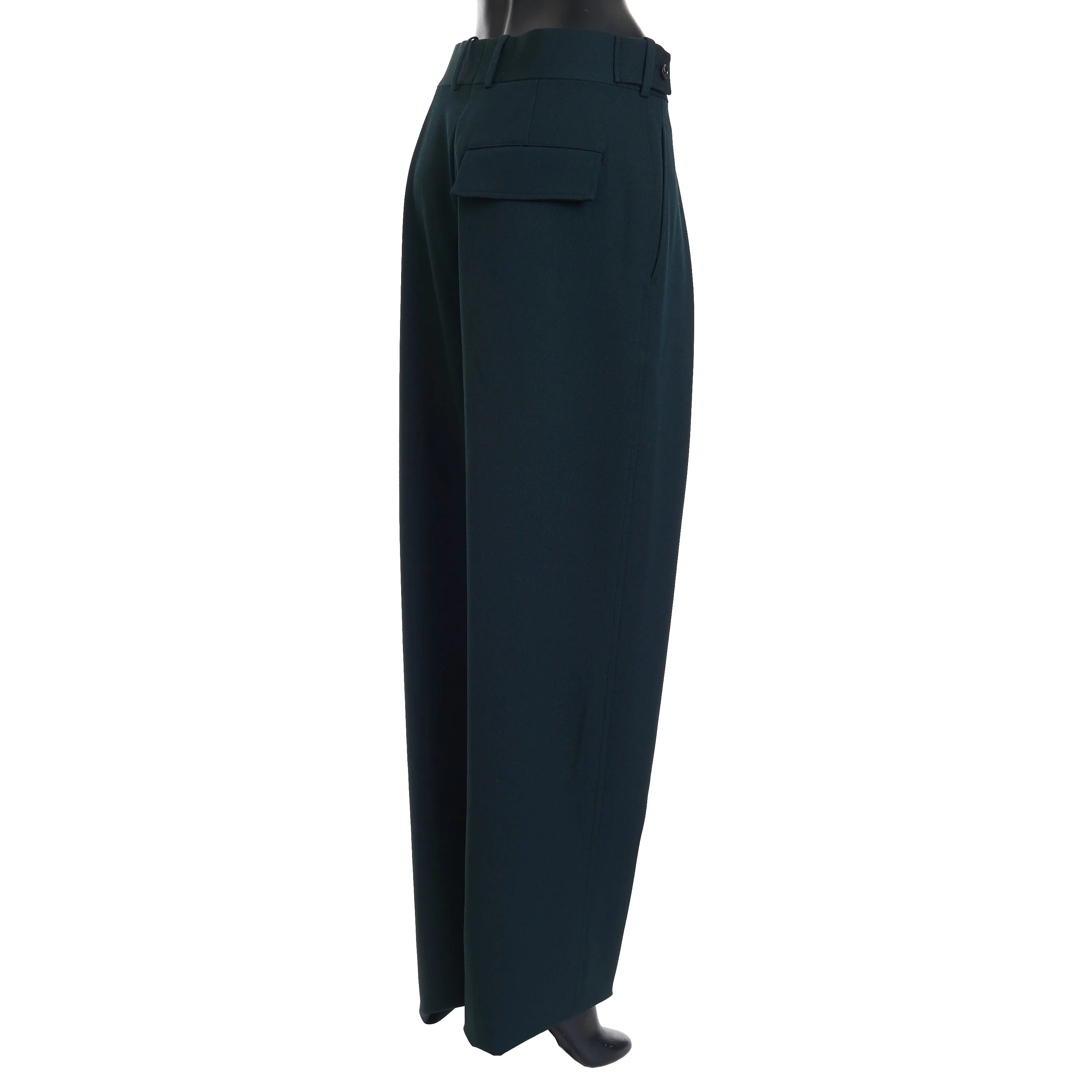 Stretch Grain De Poudre Tapered Trousers Pants In Inkwell Green