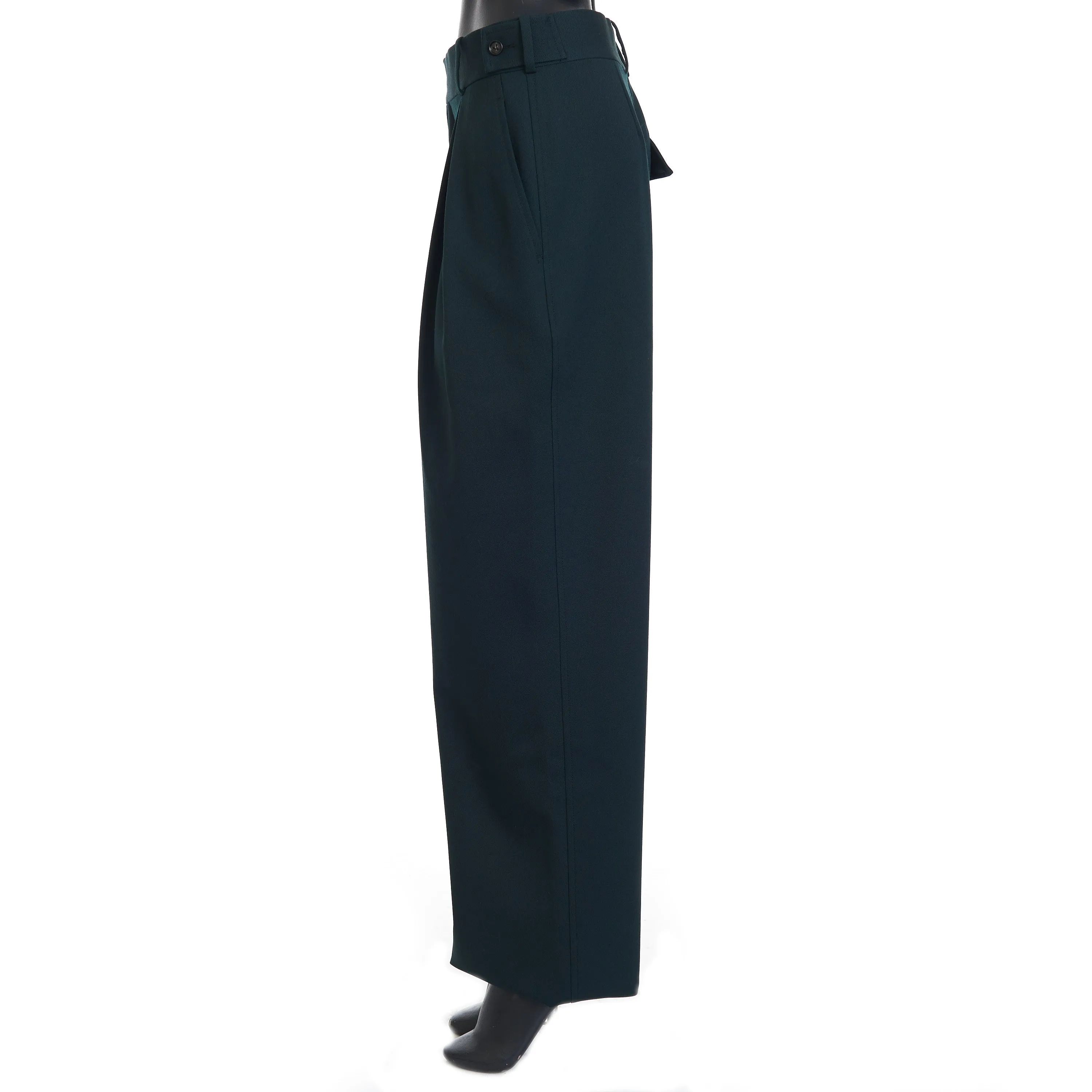 Stretch Grain De Poudre Tapered Trousers Pants In Inkwell Green